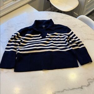 GAP Navy and Cream Striped Pullover